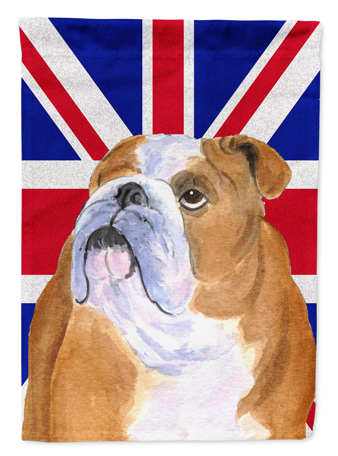 English Bulldog with English Union Jack British Flag House Flag 28x40 Porch Sleeve Pole Decorative Outside Yard Banner Artwork Wall Hanging, Polyester