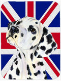 Dalmatian with English Union Jack British Flag Cutting Board Tempered Glass Kitchen Cutting Surface, Heat Resistant Chopping, Non-Slip Feet, Food Prep & Serving