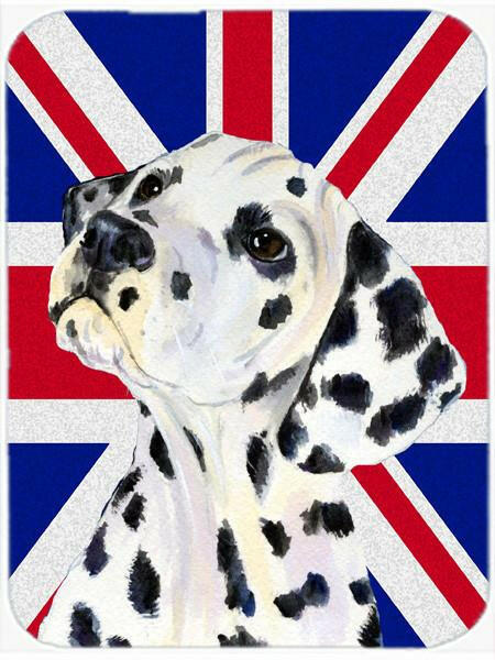 Dalmatian with English Union Jack British Flag Cutting Board Tempered Glass Kitchen Cutting Surface, Heat Resistant Chopping, Non-Slip Feet, Food Prep & Serving