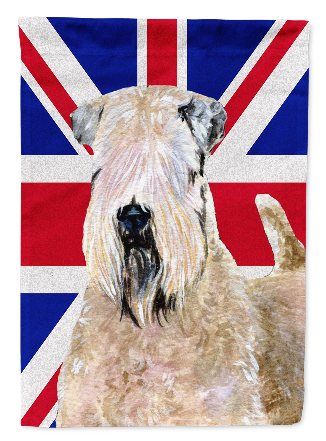 Wheaten Terrier Soft Coated with English Union Jack British Flag House Flag 28x40 Porch Sleeve Pole Decorative Outside Yard Banner Artwork Wall Hanging, Polyester