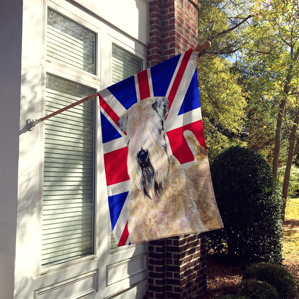 Wheaten Terrier Soft Coated with English Union Jack British Flag House Flag 28x40 Porch Sleeve Pole Decorative Outside Yard Banner Artwork Wall Hanging, Polyester
