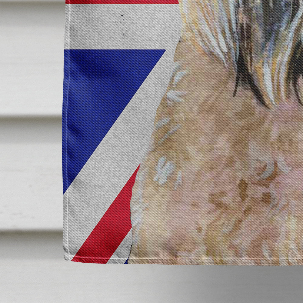 Wheaten Terrier Soft Coated with English Union Jack British Flag House Flag 28x40 Porch Sleeve Pole Decorative Outside Yard Banner Artwork Wall Hanging, Polyester