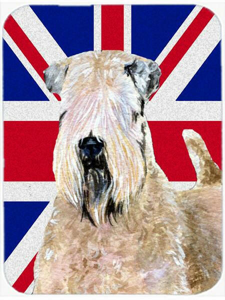 Wheaten Terrier Soft Coated with English Union Jack British Flag Cutting Board Tempered Glass Kitchen Cutting Surface, Heat Resistant Chopping, Non-Slip Feet, Food Prep & Serving