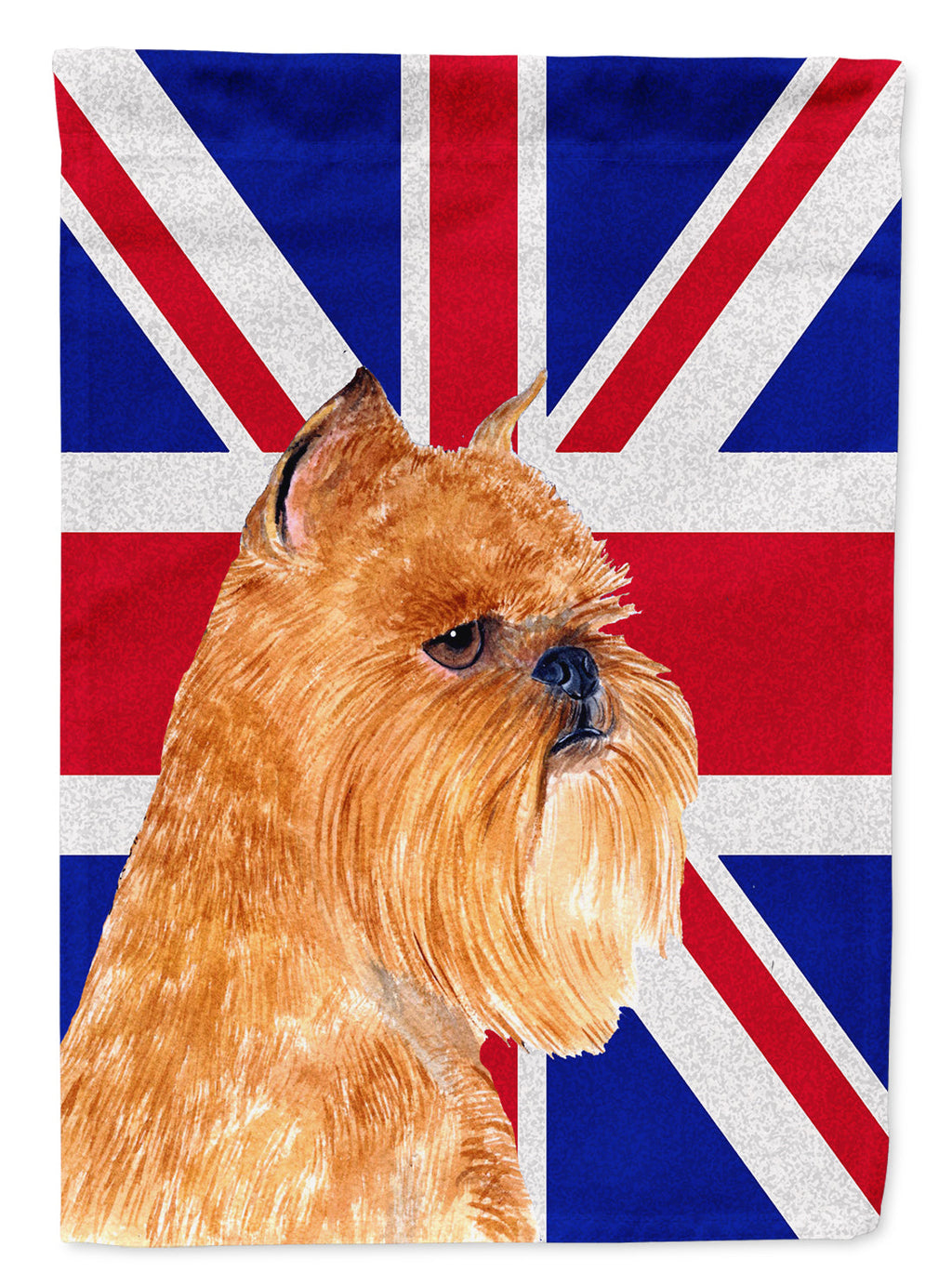 Brussels Griffon with English Union Jack British Flag House Flag 28x40 Porch Sleeve Pole Decorative Outside Yard Banner Artwork Wall Hanging, Polyester