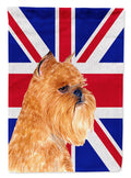 Brussels Griffon with English Union Jack British Flag House Flag 28x40 Porch Sleeve Pole Decorative Outside Yard Banner Artwork Wall Hanging, Polyester