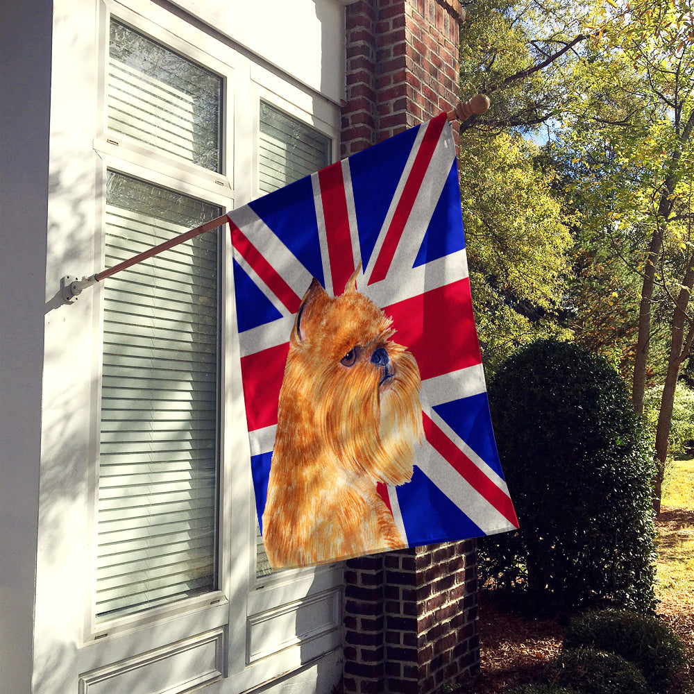 Brussels Griffon with English Union Jack British Flag House Flag 28x40 Porch Sleeve Pole Decorative Outside Yard Banner Artwork Wall Hanging, Polyester