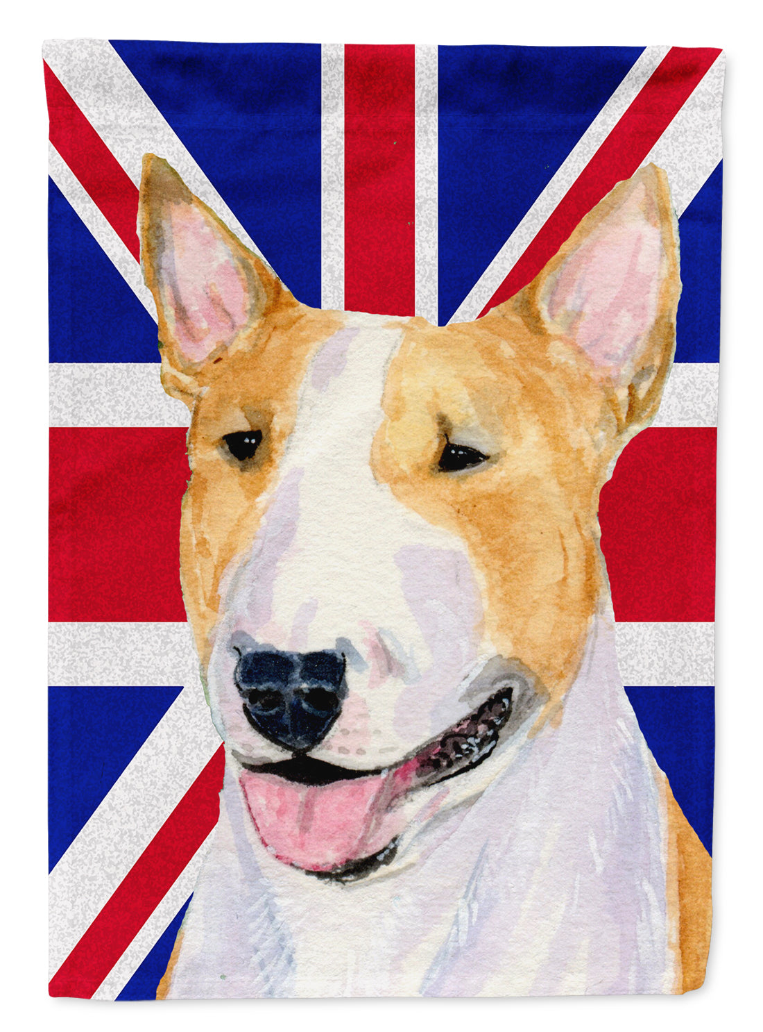 Bull Terrier with English Union Jack British Flag House Flag 28x40 Porch Sleeve Pole Decorative Outside Yard Banner Artwork Wall Hanging, Polyester