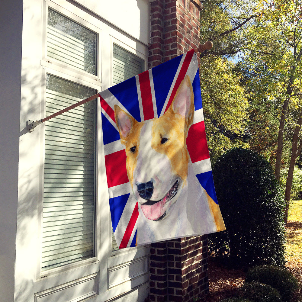 Bull Terrier with English Union Jack British Flag House Flag 28x40 Porch Sleeve Pole Decorative Outside Yard Banner Artwork Wall Hanging, Polyester