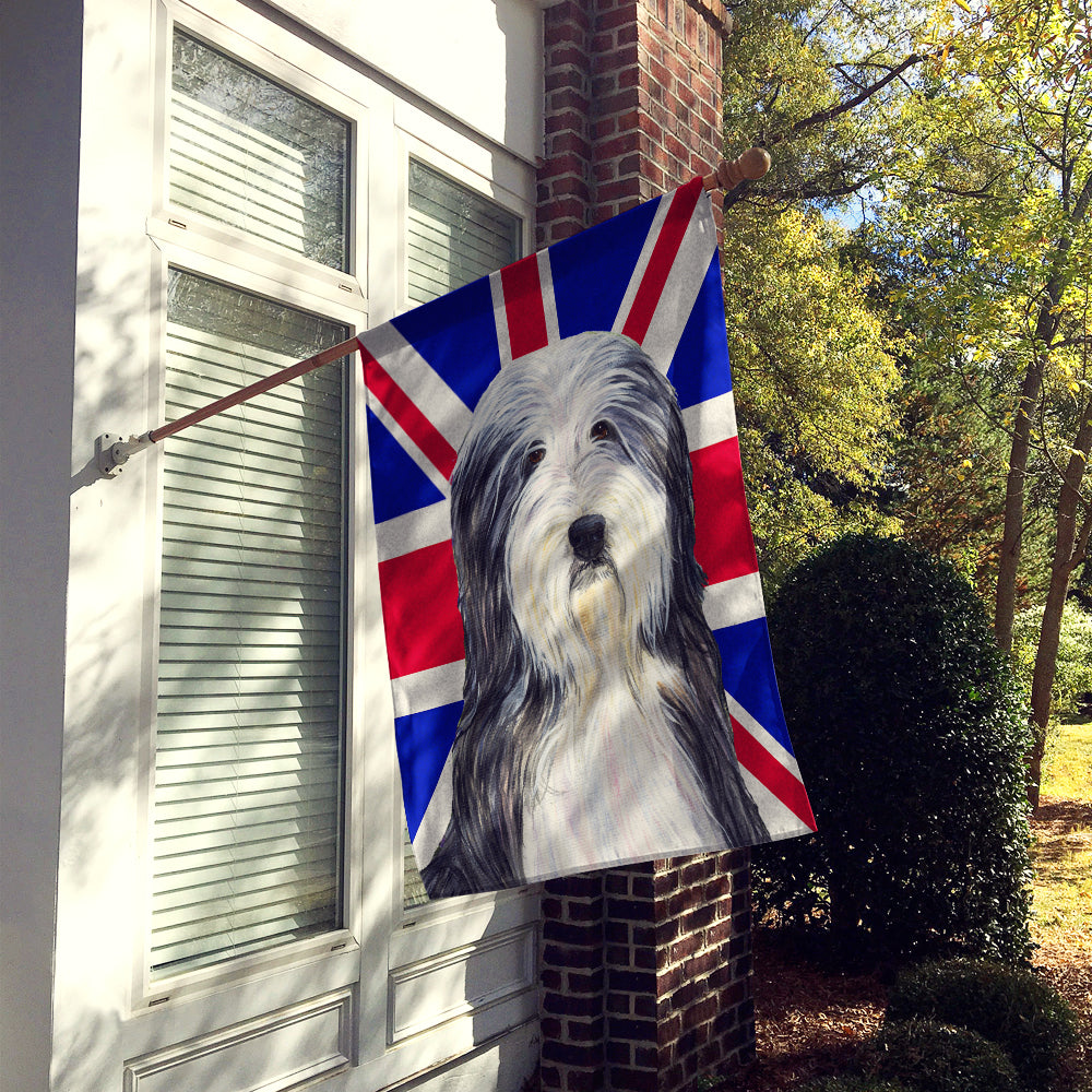 Bearded Collie with English Union Jack British Flag House Flag 28x40 Porch Sleeve Pole Decorative Outside Yard Banner Artwork Wall Hanging, Polyester
