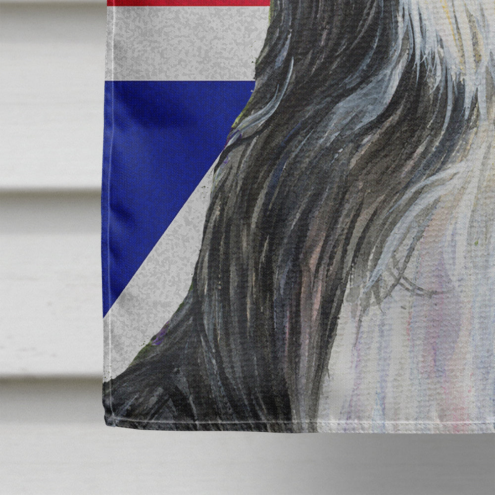 Bearded Collie with English Union Jack British Flag House Flag 28x40 Porch Sleeve Pole Decorative Outside Yard Banner Artwork Wall Hanging, Polyester