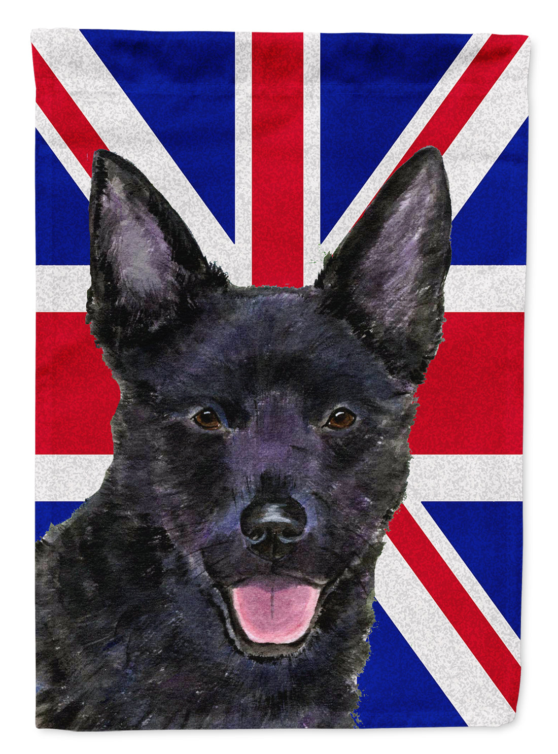 Australian Kelpie with English Union Jack British Flag House Flag 28x40 Porch Sleeve Pole Decorative Outside Yard Banner Artwork Wall Hanging, Polyester