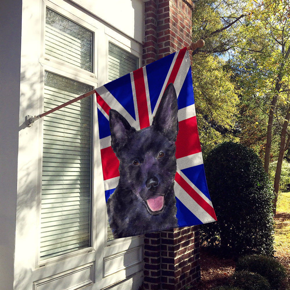 Australian Kelpie with English Union Jack British Flag House Flag 28x40 Porch Sleeve Pole Decorative Outside Yard Banner Artwork Wall Hanging, Polyester