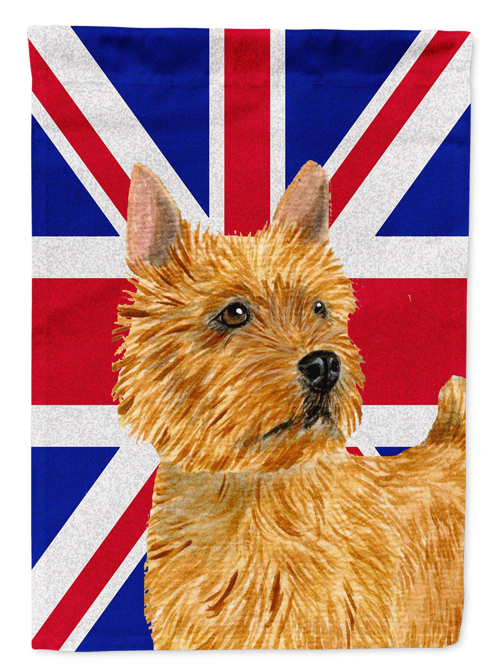 Norwich Terrier with English Union Jack British Flag House Flag 28x40 Porch Sleeve Pole Decorative Outside Yard Banner Artwork Wall Hanging, Polyester