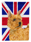 Norwich Terrier with English Union Jack British Flag House Flag 28x40 Porch Sleeve Pole Decorative Outside Yard Banner Artwork Wall Hanging, Polyester