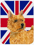Norwich Terrier with English Union Jack British Flag Cutting Board Tempered Glass Kitchen Cutting Surface, Heat Resistant Chopping, Non-Slip Feet, Food Prep & Serving