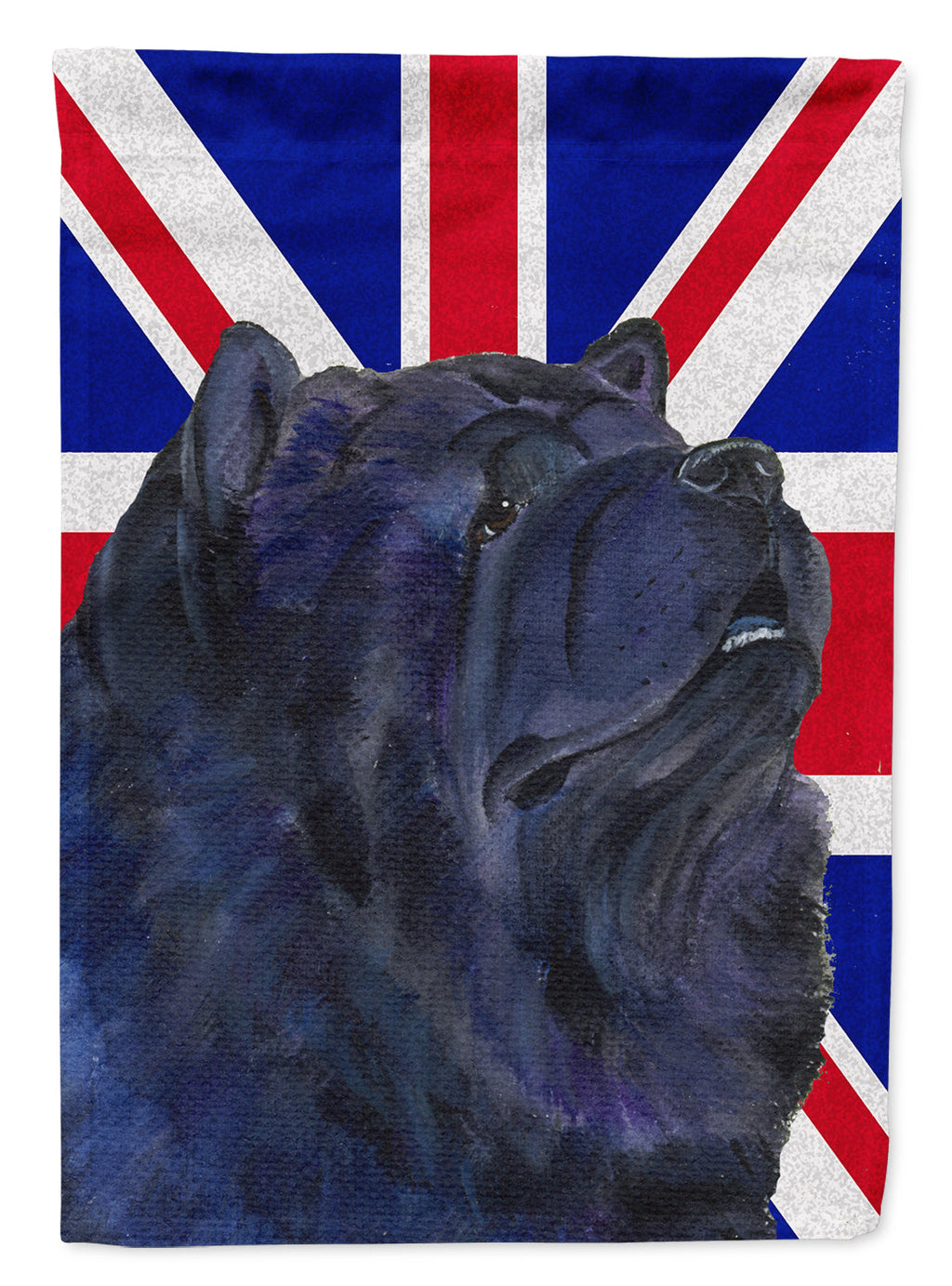 Chow Chow with English Union Jack British Flag House Flag 28x40 Porch Sleeve Pole Decorative Outside Yard Banner Artwork Wall Hanging, Polyester
