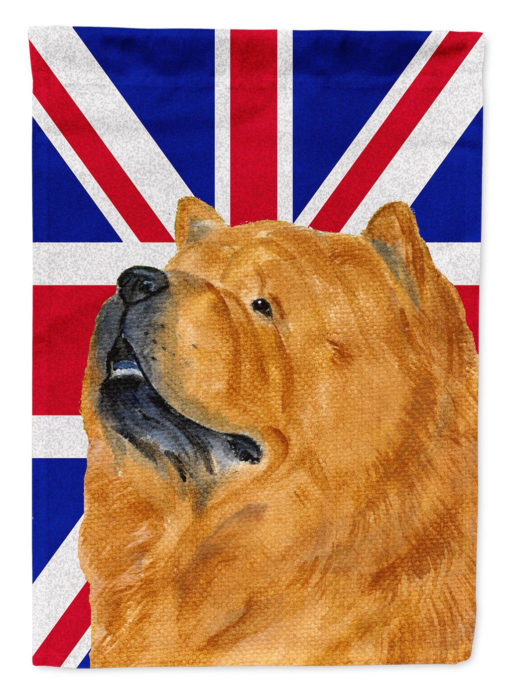 Chow Chow with English Union Jack British Flag House Flag 28x40 Porch Sleeve Pole Decorative Outside Yard Banner Artwork Wall Hanging, Polyester