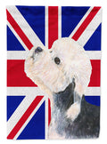 Dandie Dinmont Terrier with English Union Jack British Flag House Flag 28x40 Porch Sleeve Pole Decorative Outside Yard Banner Artwork Wall Hanging, Polyester