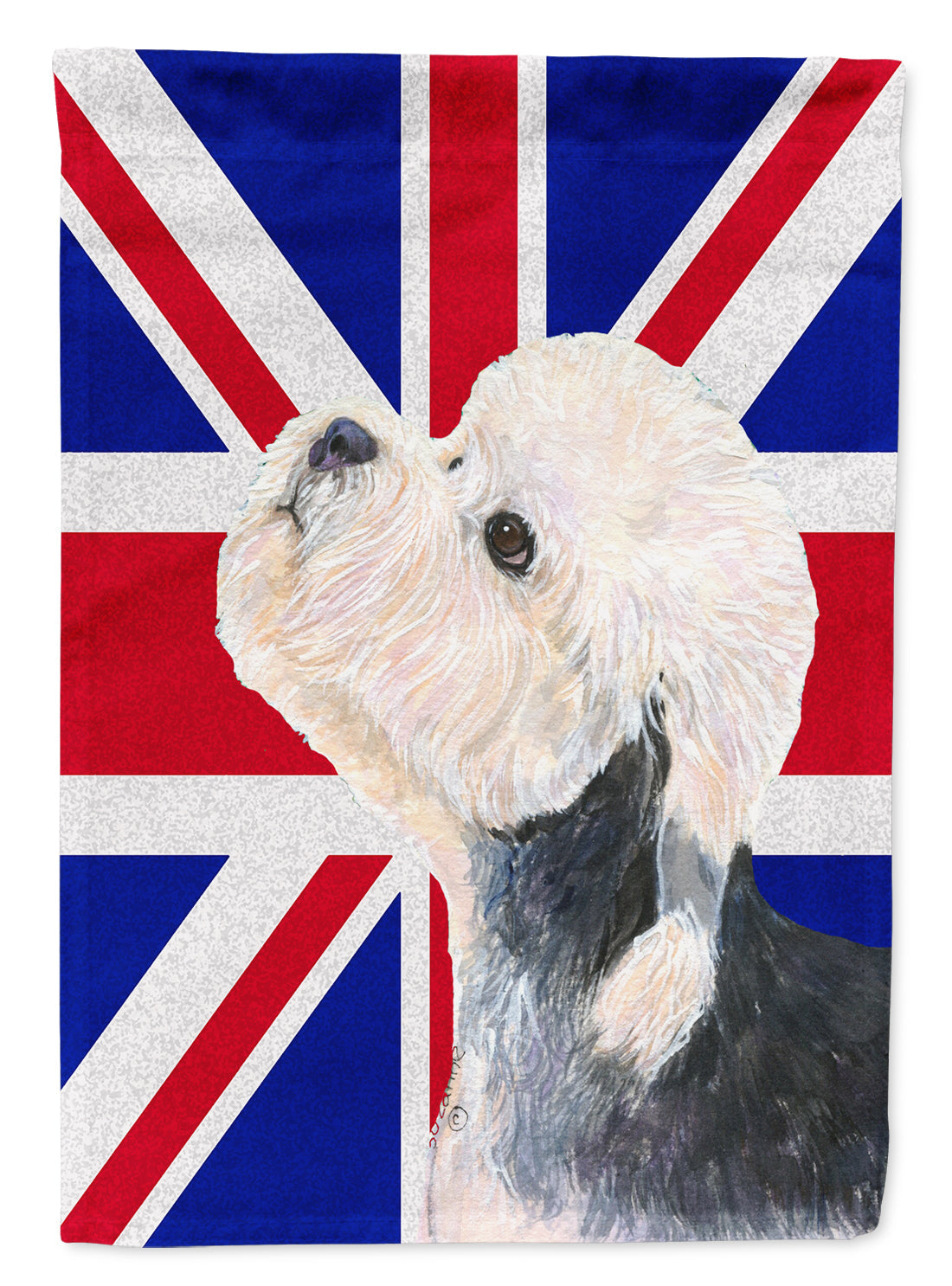 Dandie Dinmont Terrier with English Union Jack British Flag House Flag 28x40 Porch Sleeve Pole Decorative Outside Yard Banner Artwork Wall Hanging, Polyester