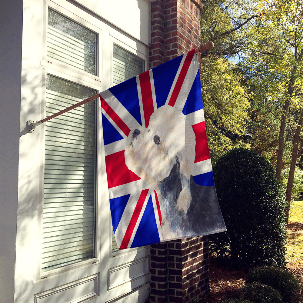 Dandie Dinmont Terrier with English Union Jack British Flag House Flag 28x40 Porch Sleeve Pole Decorative Outside Yard Banner Artwork Wall Hanging, Polyester