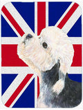 Dandie Dinmont Terrier with English Union Jack British Flag Cutting Board Tempered Glass Kitchen Cutting Surface, Heat Resistant Chopping, Non-Slip Feet, Food Prep & Serving