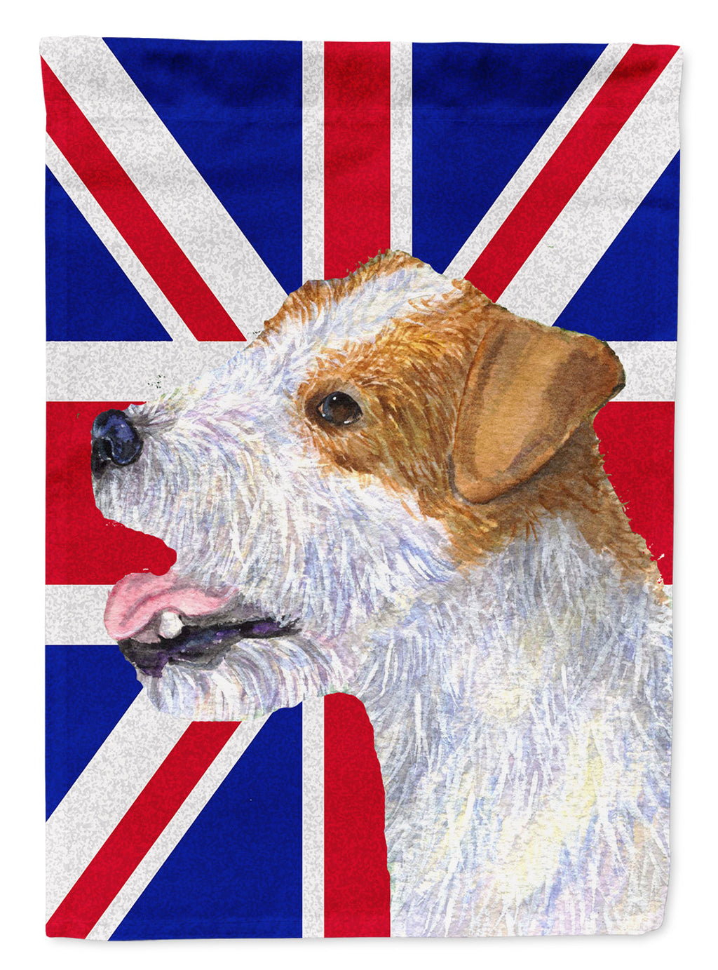 Jack Russell Terrier with English Union Jack British Flag House Flag 28x40 Porch Sleeve Pole Decorative Outside Yard Banner Artwork Wall Hanging, Polyester