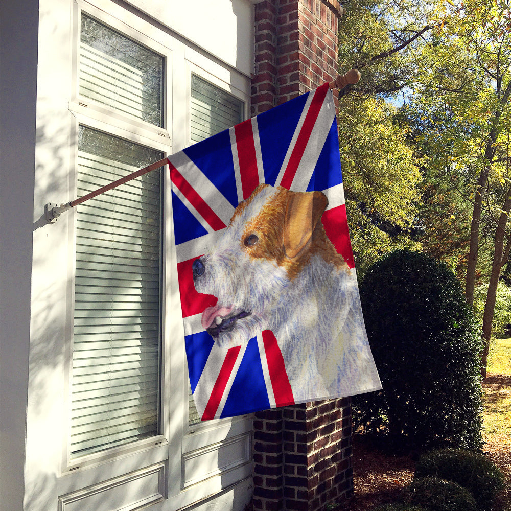 Jack Russell Terrier with English Union Jack British Flag House Flag 28x40 Porch Sleeve Pole Decorative Outside Yard Banner Artwork Wall Hanging, Polyester