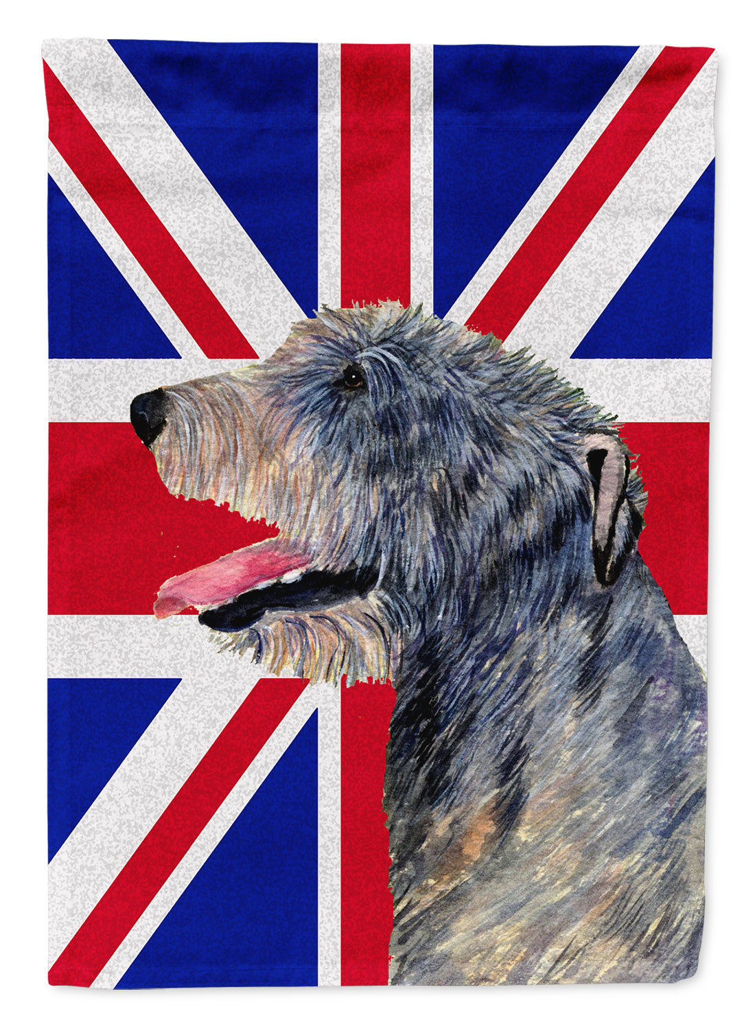 Irish Wolfhound with English Union Jack British Flag House Flag 28x40 Porch Sleeve Pole Decorative Outside Yard Banner Artwork Wall Hanging, Polyester