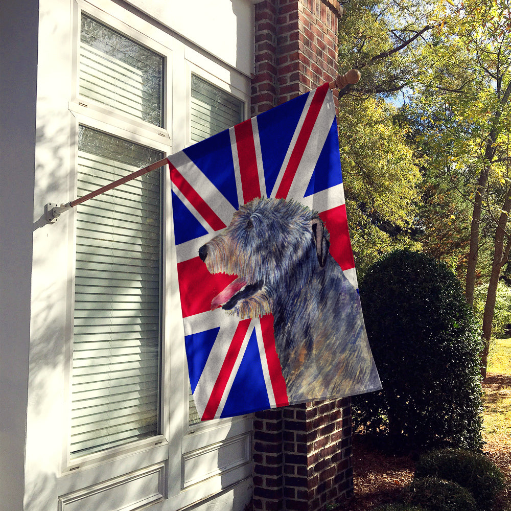 Irish Wolfhound with English Union Jack British Flag House Flag 28x40 Porch Sleeve Pole Decorative Outside Yard Banner Artwork Wall Hanging, Polyester