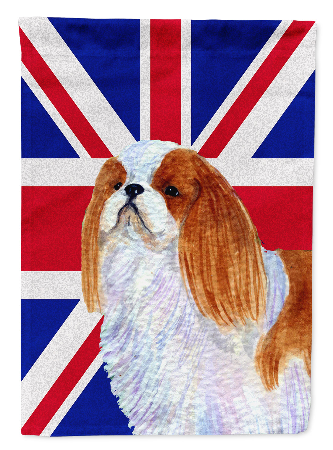 English Toy Spaniel with English Union Jack British Flag House Flag 28x40 Porch Sleeve Pole Decorative Outside Yard Banner Artwork Wall Hanging, Polyester