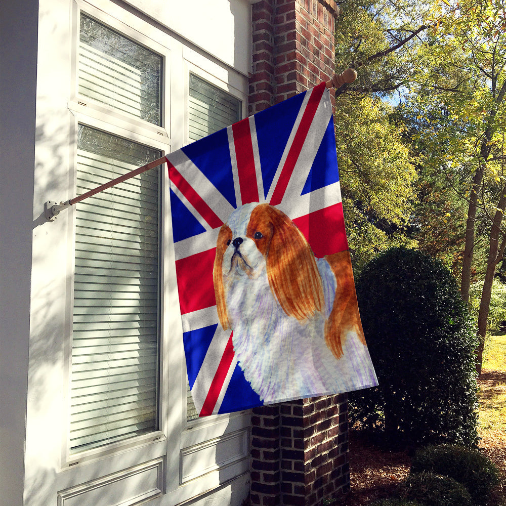 English Toy Spaniel with English Union Jack British Flag House Flag 28x40 Porch Sleeve Pole Decorative Outside Yard Banner Artwork Wall Hanging, Polyester