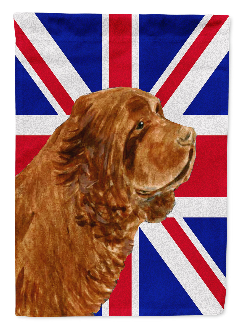 Sussex Spaniel with English Union Jack British Flag House Flag 28x40 Porch Sleeve Pole Decorative Outside Yard Banner Artwork Wall Hanging, Polyester