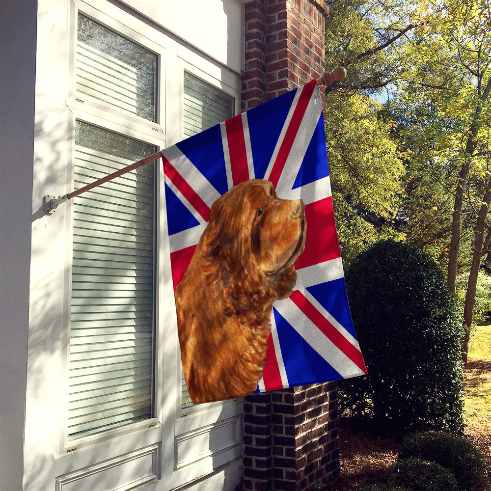 Sussex Spaniel with English Union Jack British Flag House Flag 28x40 Porch Sleeve Pole Decorative Outside Yard Banner Artwork Wall Hanging, Polyester