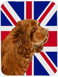 Sussex Spaniel with English Union Jack British Flag Cutting Board Tempered Glass Kitchen Cutting Surface, Heat Resistant Chopping, Non-Slip Feet, Food Prep & Serving