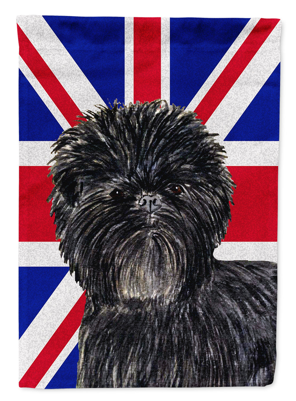 Affenpinscher with English Union Jack British Flag House Flag 28x40 Porch Sleeve Pole Decorative Outside Yard Banner Artwork Wall Hanging, Polyester