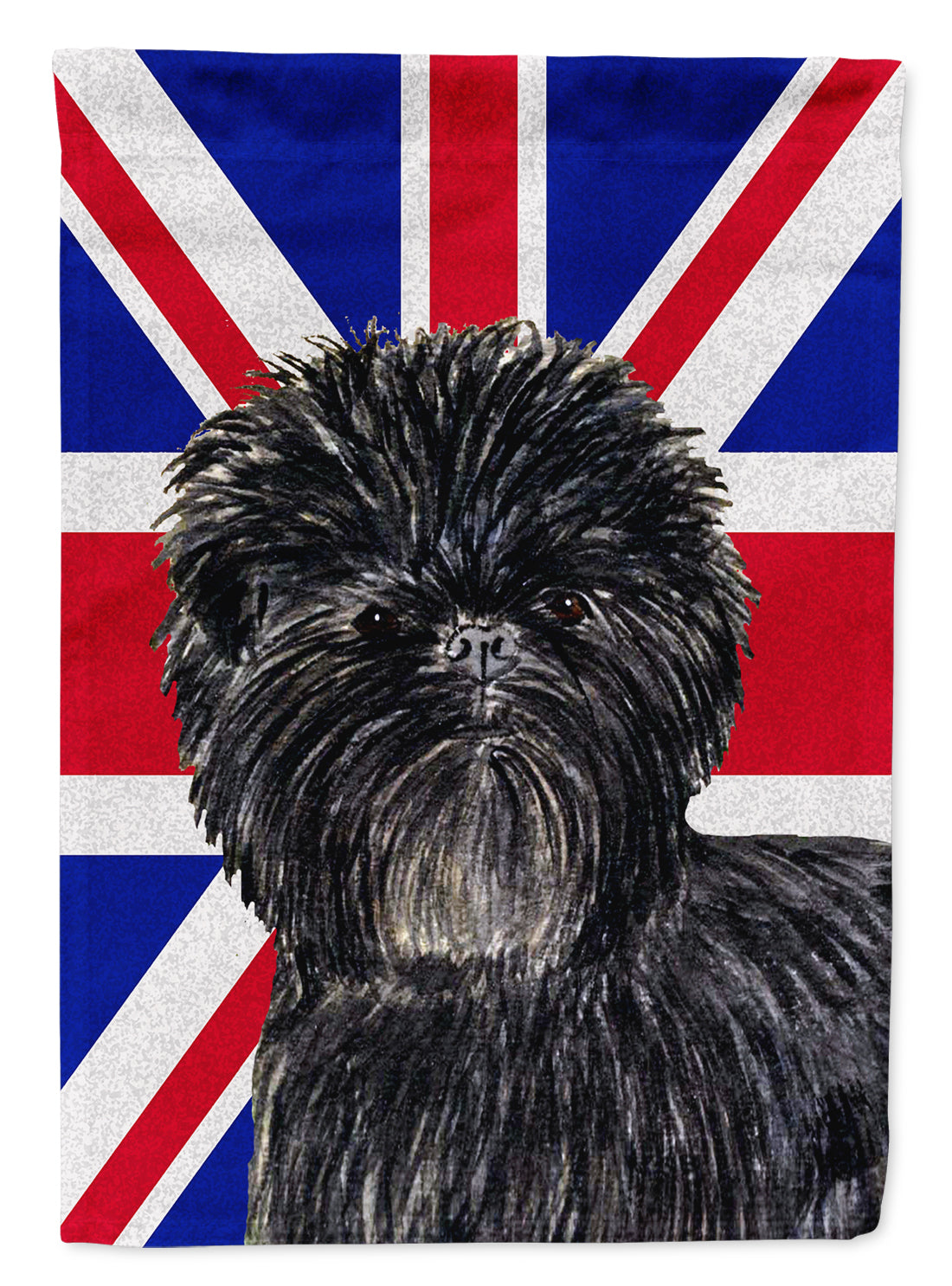 Affenpinscher with English Union Jack British Flag House Flag 28x40 Porch Sleeve Pole Decorative Outside Yard Banner Artwork Wall Hanging, Polyester