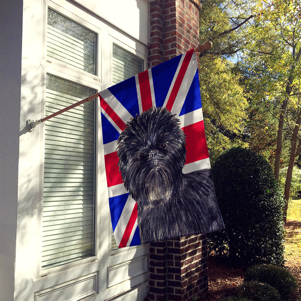 Affenpinscher with English Union Jack British Flag House Flag 28x40 Porch Sleeve Pole Decorative Outside Yard Banner Artwork Wall Hanging, Polyester