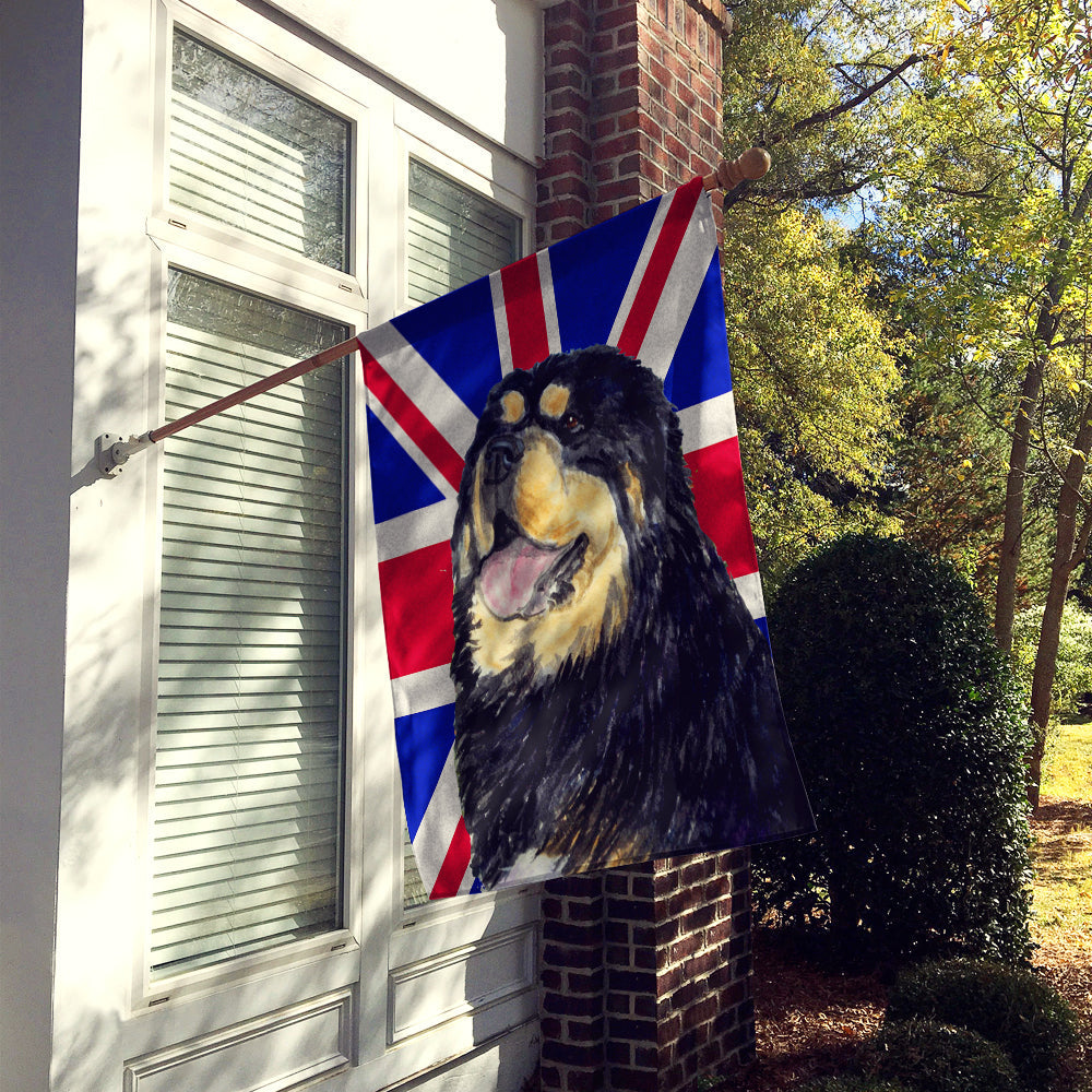 Tibetan Spaniel with English Union Jack British Flag House Flag 28x40 Porch Sleeve Pole Decorative Outside Yard Banner Artwork Wall Hanging, Polyester