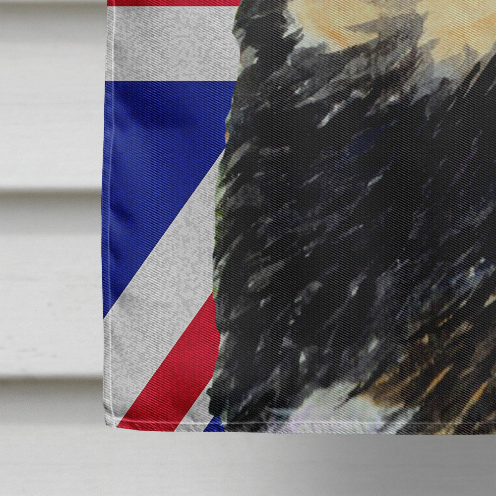 Tibetan Spaniel with English Union Jack British Flag House Flag 28x40 Porch Sleeve Pole Decorative Outside Yard Banner Artwork Wall Hanging, Polyester