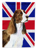 Springer Spaniel with English Union Jack British Flag House Flag 28x40 Porch Sleeve Pole Decorative Outside Yard Banner Artwork Wall Hanging, Polyester