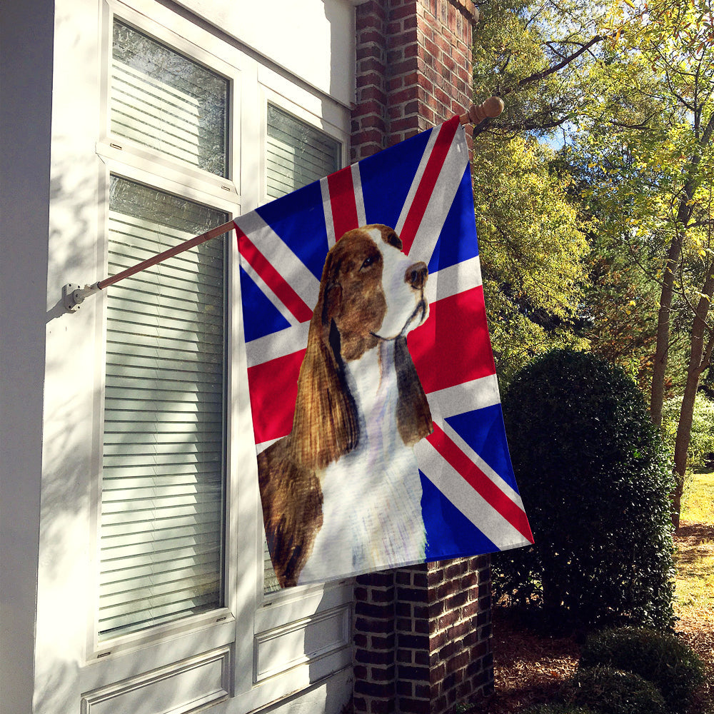 Springer Spaniel with English Union Jack British Flag House Flag 28x40 Porch Sleeve Pole Decorative Outside Yard Banner Artwork Wall Hanging, Polyester