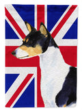 Basenji with English Union Jack British Flag House Flag 28x40 Porch Sleeve Pole Decorative Outside Yard Banner Artwork Wall Hanging, Polyester