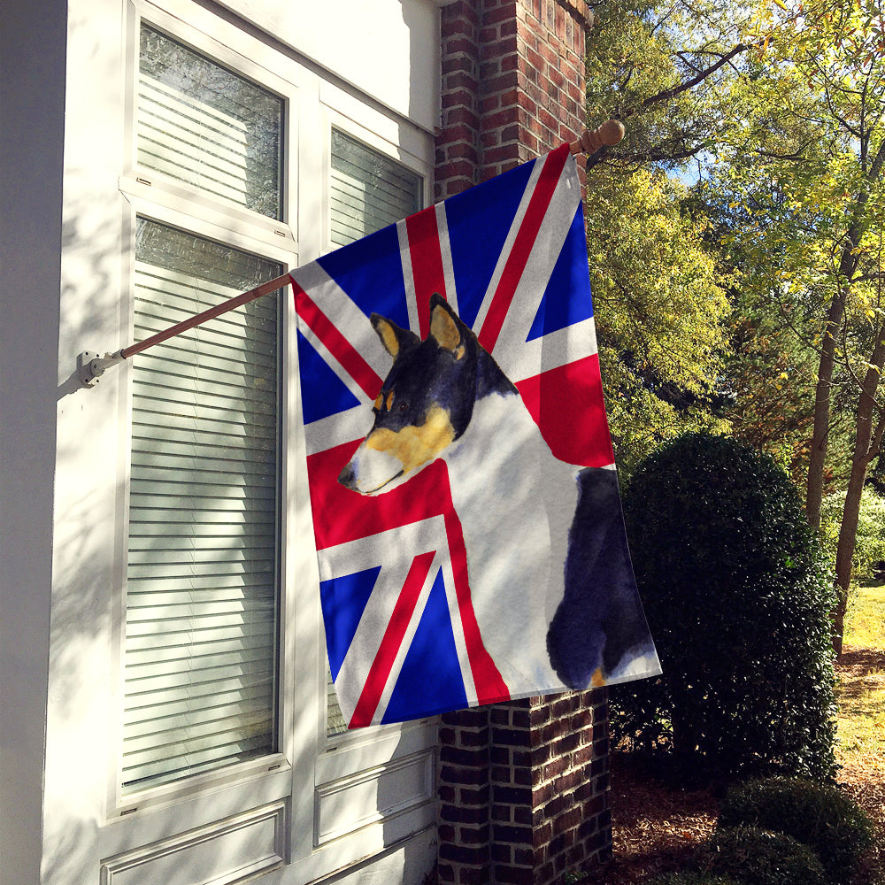 Basenji with English Union Jack British Flag House Flag 28x40 Porch Sleeve Pole Decorative Outside Yard Banner Artwork Wall Hanging, Polyester