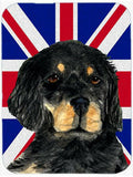 Gordon Setter with English Union Jack British Flag Cutting Board Tempered Glass Kitchen Cutting Surface, Heat Resistant Chopping, Non-Slip Feet, Food Prep & Serving