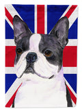 Boston Terrier with English Union Jack British Flag House Flag 28x40 Porch Sleeve Pole Decorative Outside Yard Banner Artwork Wall Hanging, Polyester