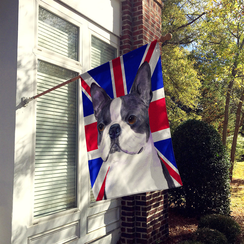 Boston Terrier with English Union Jack British Flag House Flag 28x40 Porch Sleeve Pole Decorative Outside Yard Banner Artwork Wall Hanging, Polyester