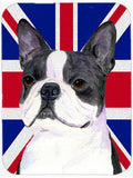 Boston Terrier with English Union Jack British Flag Mouse Pad, Heat Resistant Trivet Hot Pad , Non Slip Rubber Desk Mat, Kitchen Counter Protector, Home Office Decor Gift