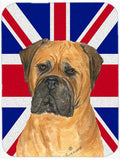 Bullmastiff with English Union Jack British Flag Cutting Board Tempered Glass Kitchen Cutting Surface, Heat Resistant Chopping, Non-Slip Feet, Food Prep & Serving