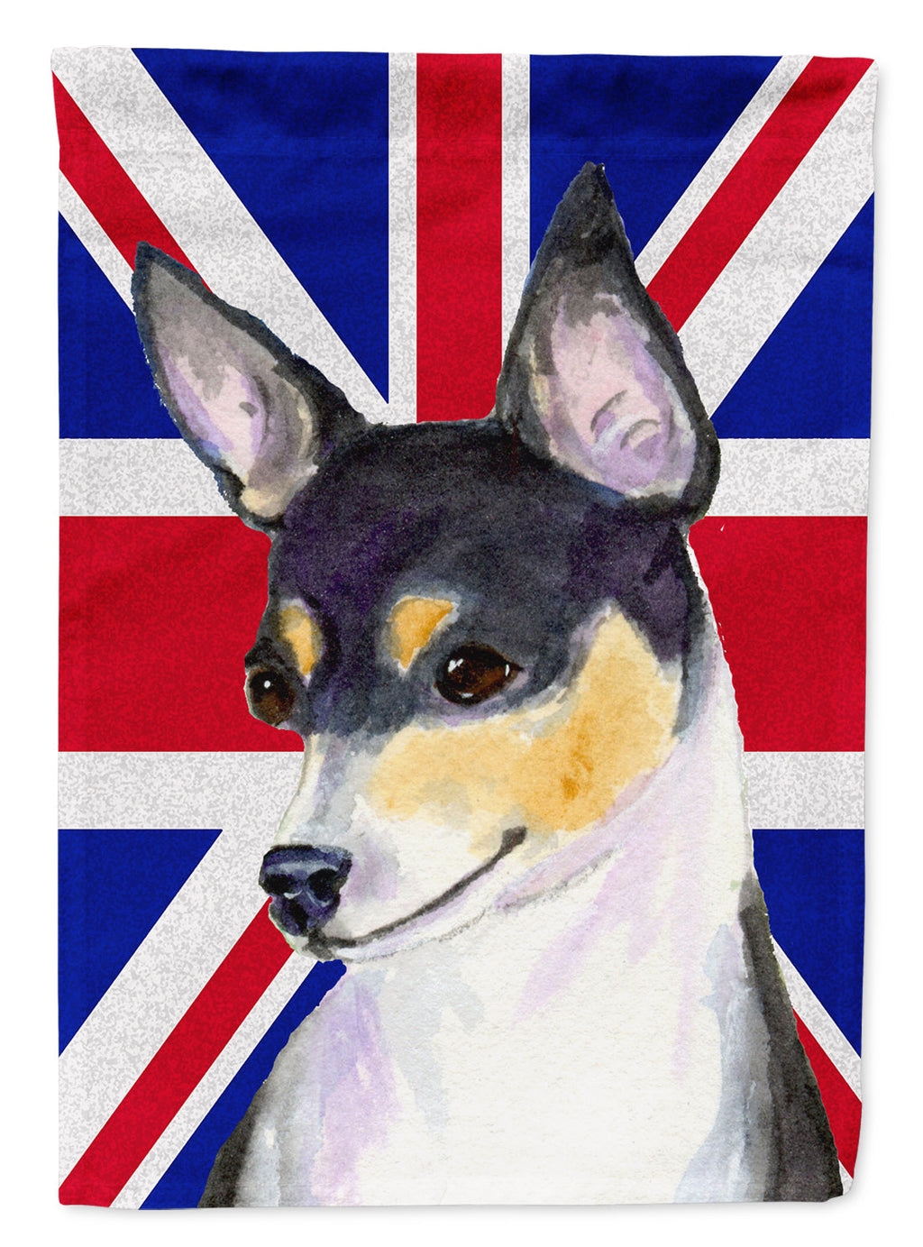 Rat Terrier with English Union Jack British Flag House Flag 28x40 Porch Sleeve Pole Decorative Outside Yard Banner Artwork Wall Hanging, Polyester