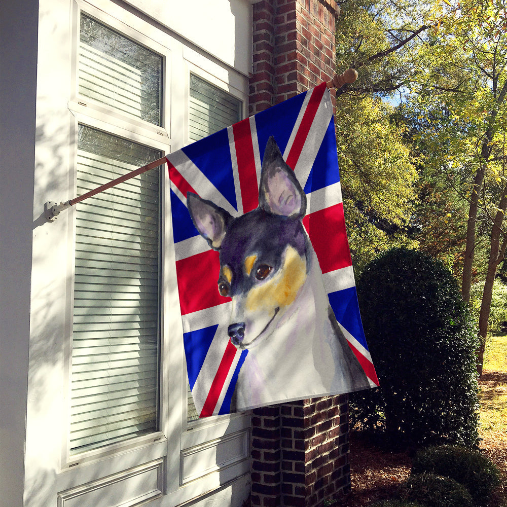 Rat Terrier with English Union Jack British Flag House Flag 28x40 Porch Sleeve Pole Decorative Outside Yard Banner Artwork Wall Hanging, Polyester